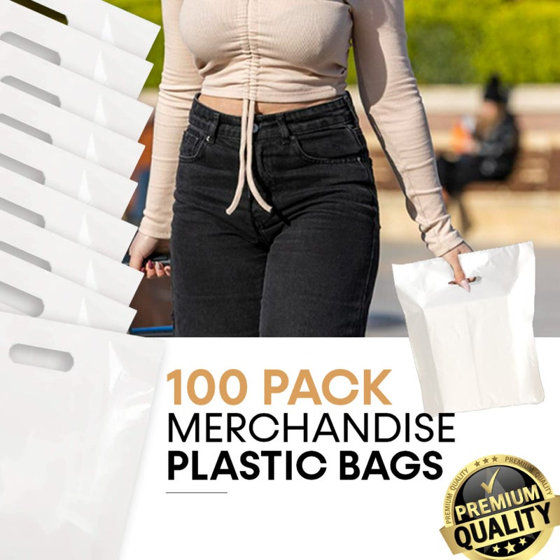 Bags4U أكياس البضائع، مقابض مقطوعة، أكياس قوية، متينة، ومقاومة للتمزق مثالية للبيع بالتجزئة، المتاجر، أو أي فعاليات، بأحجام وألوان مختلفة (أبيض، 15x18 بوصة (عبوة من 100)) - Image 4